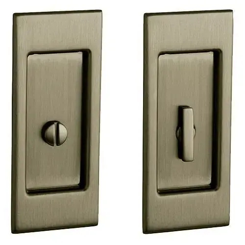 Small Santa Monica Privacy Set 2-1/2" Backset Sliding Door Lock Antique Brass Finish