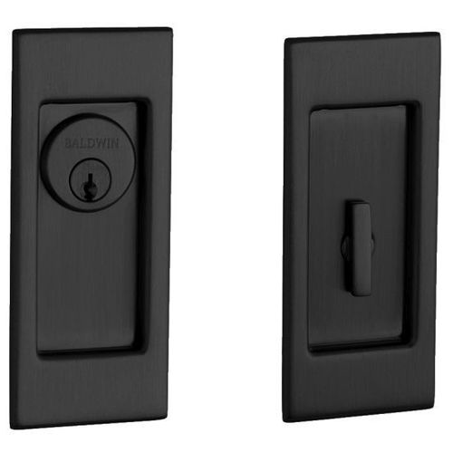 Small Santa Monica Keyed Entry Sliding Door Lock Satin Black Finish