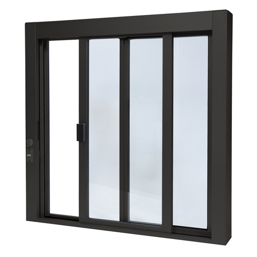 CRL SCDW3636X0GDU Black Bronze Anodized Standard Size Self-Closing Deluxe Service Window Glazed with Full Bottom Track