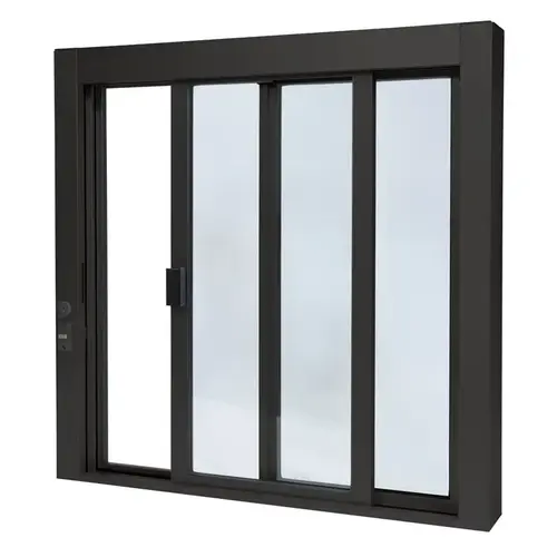 Black Bronze Anodized Standard Size Self-Closing Deluxe Service Window Glazed with Full Bottom Track