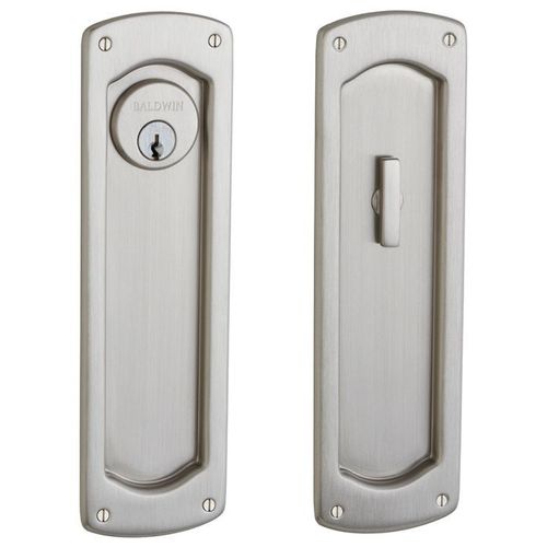 Palo Alto Keyed Entry Sliding Door Lock Lifetime Satin Nickel Finish