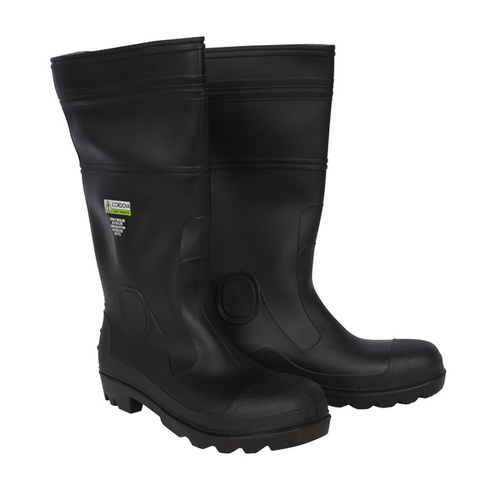 PVC Safety Steel Toe Boots - Black - Size 11 Pair