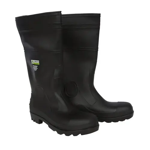 PVC Safety Steel Toe Boots - Black - Size 8 Pair