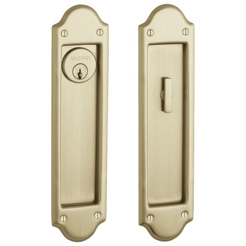 Boulder Keyed Entry Sliding Door Lock Vintage Brass Finish