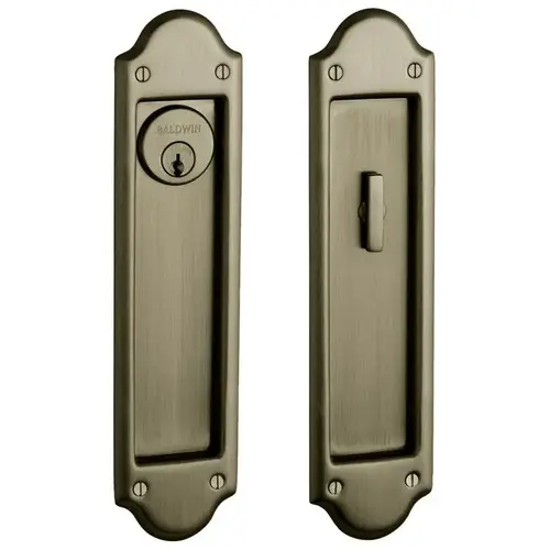 Boulder Keyed Entry Sliding Door Lock Antique Brass Finish