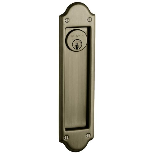 Boulder Trim Cut for Cylinder Sliding Door Lock Antique Brass Finish