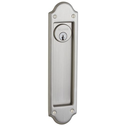 Boulder Trim Cut for Cylinder Sliding Door Lock Lifetime Satin Nickel Finish