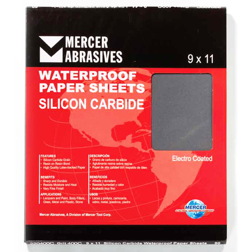 Mercer Tool Corp 220400A MERCER SILICON CARBIDE 9 X 11 WATERPROOF PAPER SHEETS