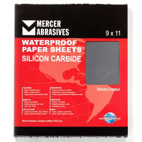 MERCER SILICON CARBIDE 9 X 11 WATERPROOF PAPER SHEETS