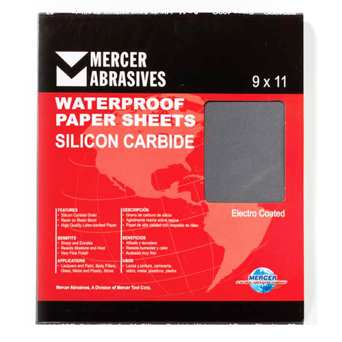 Mercer Tool Corp 220800a MERCER SILICON CARBIDE 9 X 11 WATERPROOF PAPER SHEETS