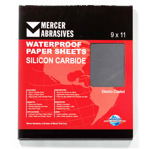 Mercer Tool Corp 220600A Mercer Silicon Carbide 9 x 11 Waterproof Paper Sheets