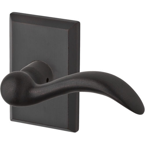 Passage Arch Lever and Rustic Square Rose with 6AL Latch and Dual Strike Dark Bronze Finish