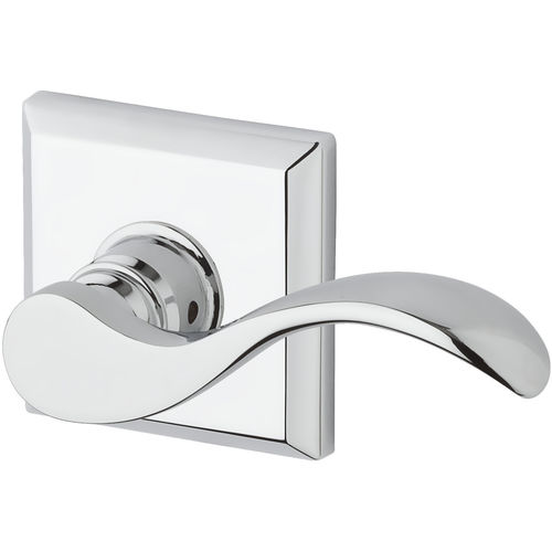 Privacy Curved Lever and Traditional Square Rose with 6AL Latch and Dual Strike Bright Chrome Finish