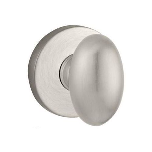 Passage Ellipse Knob and Contemporary Round Rose with 6AL Latch and Dual Strike Satin Nickel Finish