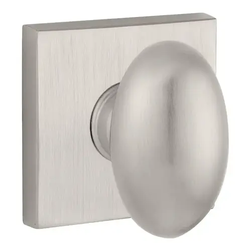 Passage Ellipse Knob and Contemporary Square Rose with 6AL Latch and Dual Strike Satin Nickel Finish