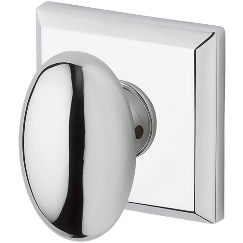 Passage Ellipse Knob and Traditional Square Rose with 6AL Latch and Dual Strike Bright Chrome Finish