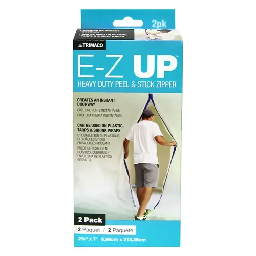 E-Z UP Peel+ Stick Plastic Sheeting Zipper