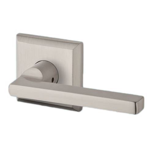 Passage Square Lever and Traditional Square Rose with 6AL Latch and Dual Strike Satin Nickel Finish