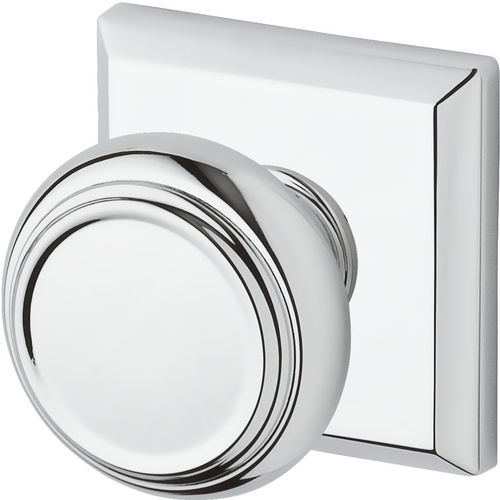 Privacy Traditional Knob and Traditional Square Rose with 6AL Latch and Dual Strike Bright Chrome Finish