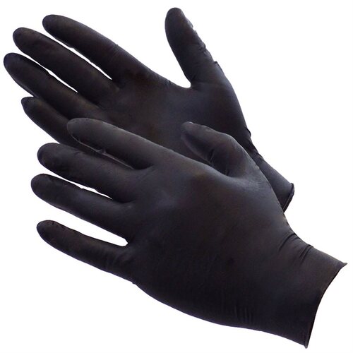 SHUBEE D SB NGB PF L ShuBee Black Gauntlet Silver Edition Black Nitrile Gloves