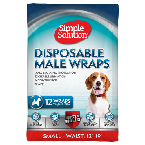 MANNA PRO PRODUCTS LLC 044-11537-12P Disposable Male Wraps for Small Dogs