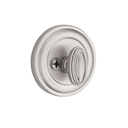 Baldwin Reserve PTTRD150 Patio Traditional Round Deadbolt with 6AL Latch and Dual Strike Satin Nickel Finish