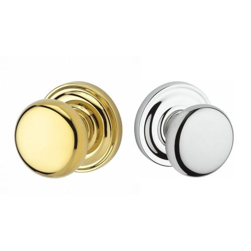 Privacy Round Knob and Traditional Round Rose with 6AL Latch and Dual Strike Lifetime Brass by Bright Chrome Finish