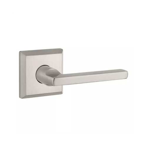 Privacy Square Lever and Traditional Square Rose with 6AL Latch and Dual Strike Satin Nickel Finish