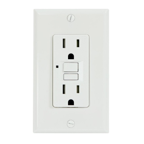 GENMAX G1315TRWH Receptacle Duplex 15-Amp Grounding with Cover Plate - White