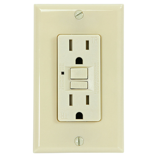 GENMAX G1315TRIV Receptacle Duplex 15-Amp Grounding with Cover Plate - Ivory
