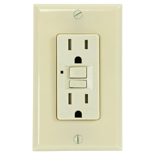 Receptacle Duplex 15-Amp Grounding with Cover Plate - Ivory