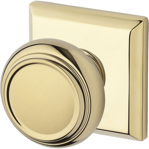 Entry Traditional Knob and Traditional Square Rose with 6AL Latch and Dual Strike Lifetime Brass Finish