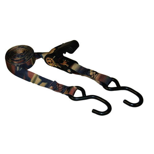 Ratchet Tie-Down with S-Hooks 15ft x 1" Camo