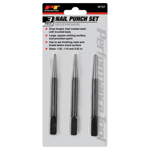 Performance Tool W757 3-pc Nail Punch Set