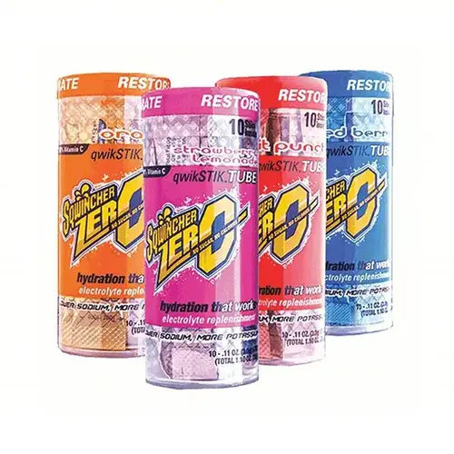 Sqwincher 159060119-XCP20 X440-MK600 Qwik Stik, Powder, Fruit Punch, Lemonade, Mixed Berry, Orange, Strawberry Flavor, 0.11 oz Tube - pack of 20
