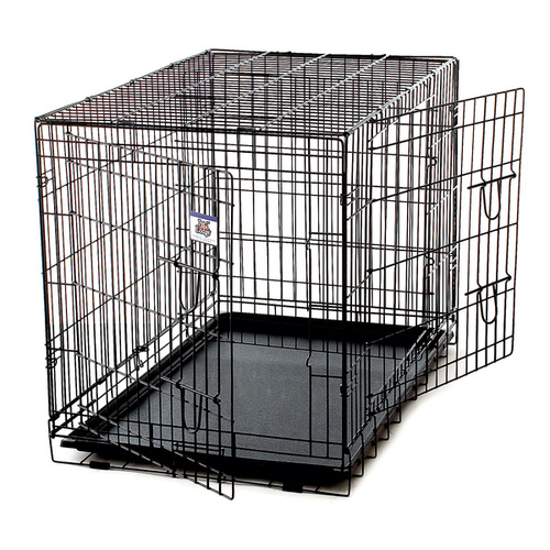 Double Door Dog Crate Extra Large Metal Black 30" H X 27" W X 42" D Black