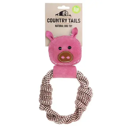 Country Tails Toy Pig Rope Ring