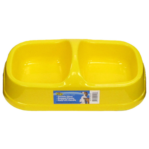 Hilo 00213H Dog Feeding Bowl, L, 14 oz Volume, 2-Compartment, Plastic (color may vary)