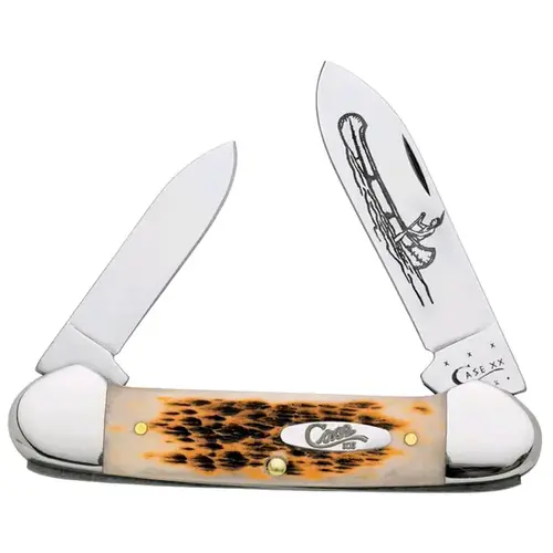 Case 00263 Pocket Knife Canoe Amber Chrome Vanadium 3.63" Brown