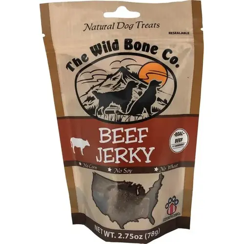 The Wild Bone Co. Natural Dog Treats - Beef Jerky 2.75-oz Resealable Bag