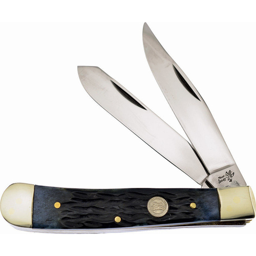 FROST CUTLERY COMPANY 14-312BJB STEEL WARRIOR 4.125" BIG GAME TRAPPER BLACK BONE FOLDING KNIVE