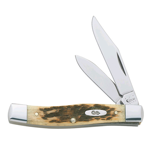 W R CASE & SONS CUTLERY CO 00077 Small Texas Jack Pocket Knife, Chrome Vanadium/Amber Bone, 3-5/8-In. Length Closed