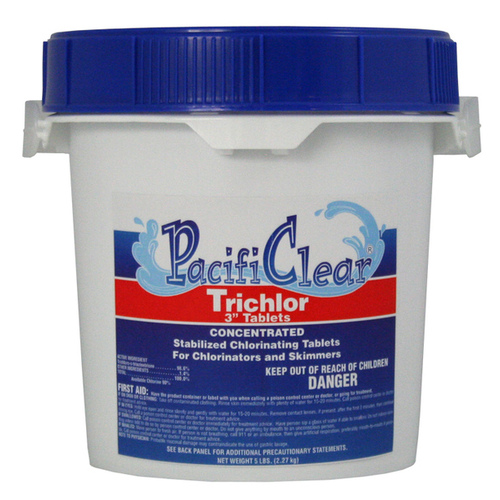 PacifiClear F008005040PC Trichlor Chlorine Sanitizer, 5 oz Pail, Tablet