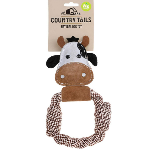 DOOG USA CTRR02 Country Tails Toy Cow Rope Ring