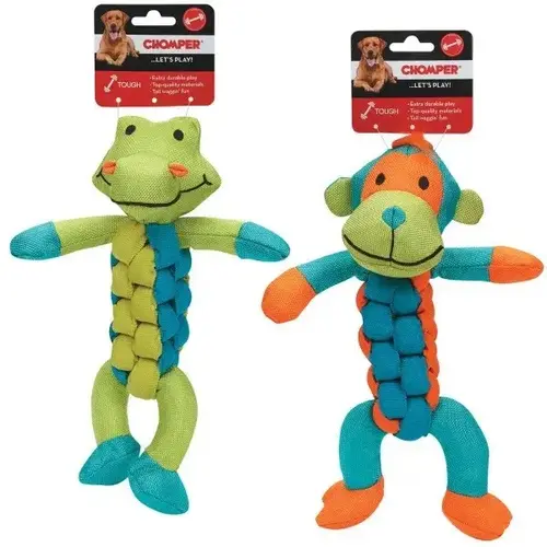 Braided Body Dog Toy Assorted Cow, Hippo, Monkey, and/or Puppy Nylon Large Assorted