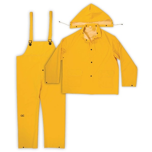 CLC R101L Rain Suit, L, PVC, Yellow, Detachable Collar