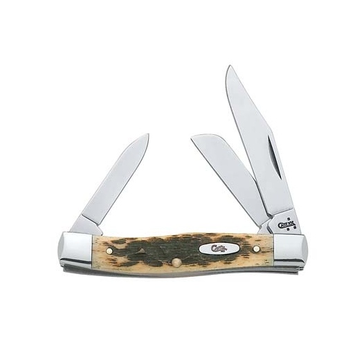 Case 00079 Pocket Knife Folding Medium Stockman Amber Bone Amber Bone