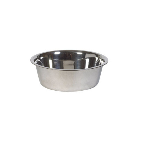 Pet Dish Silver Plain Stainless Steel 3 qt For Dogs Silver