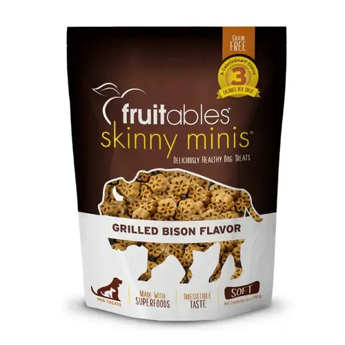 Fruitables Grilled Bison Skinny Minis Soft and Chewy Dog Treats 5-oz Pouch