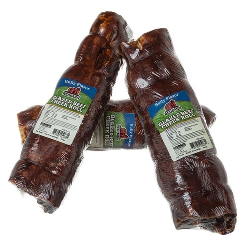 Redbarn Pet Supplies 255063 Glazed Beef Cheek Rolls Large - Bully Flavor - Display Box